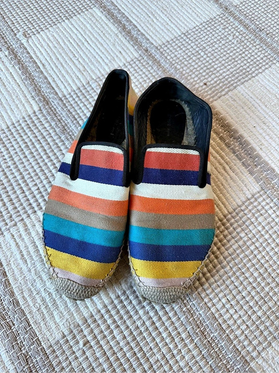 Celine Shoes - Celine Striped Canvas Espadrille Loafers Multicolor size 38